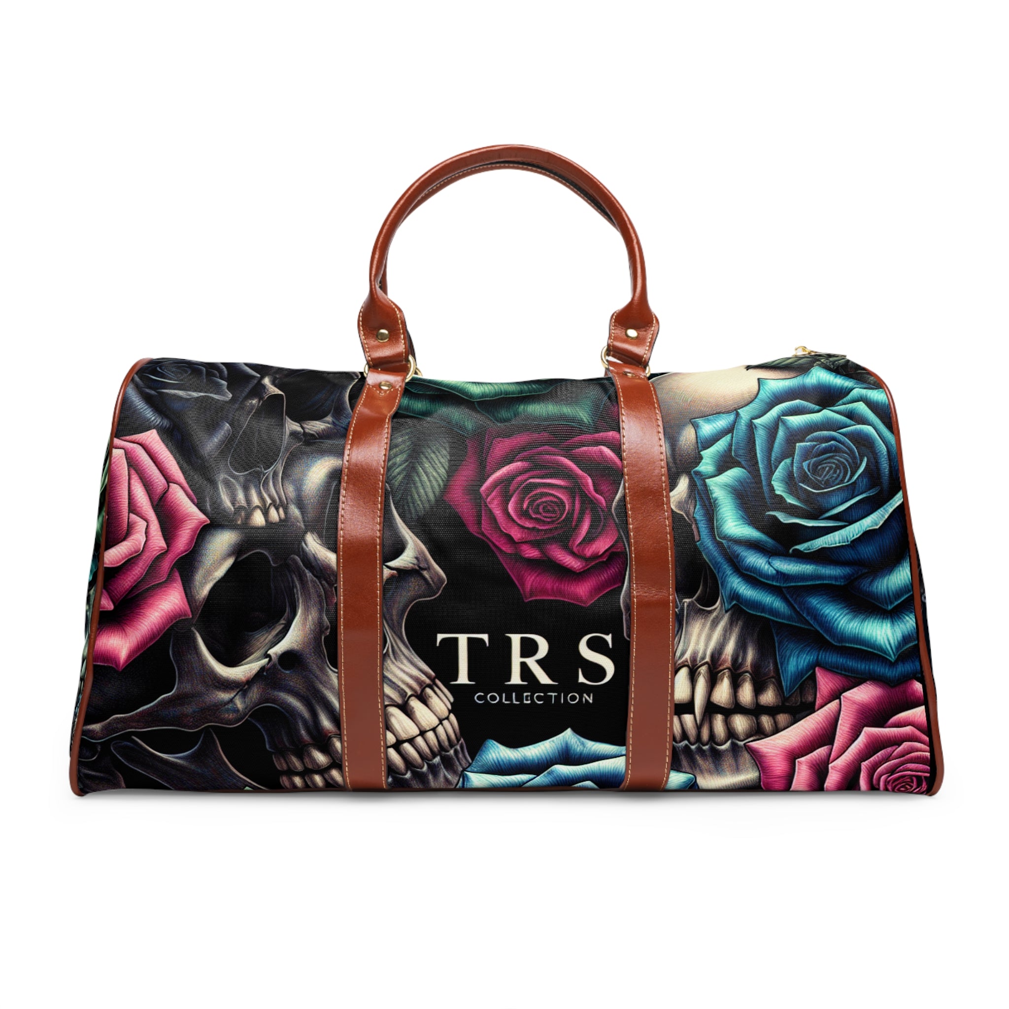 The TRS Bold & Vibrant Skulls & Roses Waterproof Duffel
