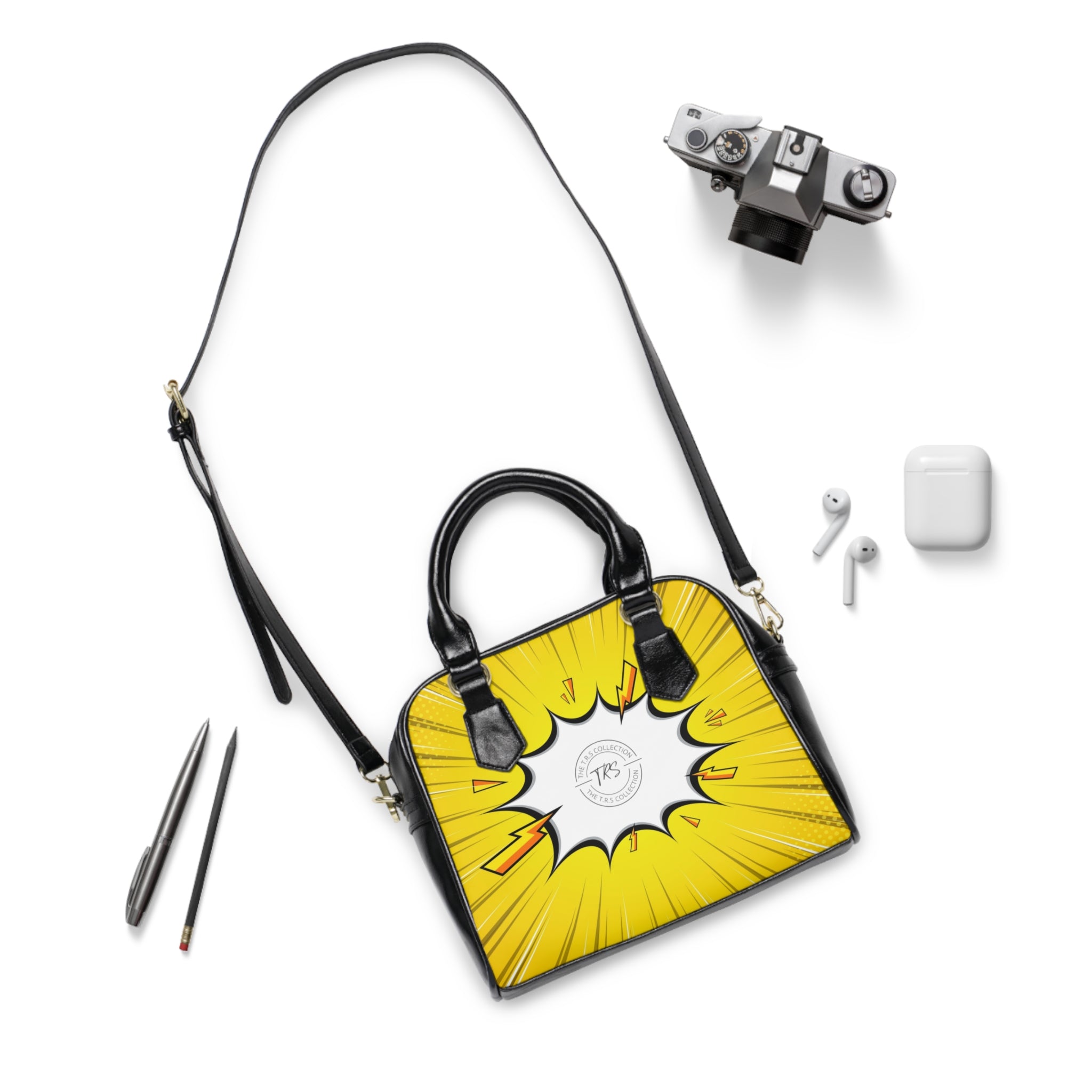 The TRS Premium Yellow Burst Comic Pop Art Shoulder Handbag —