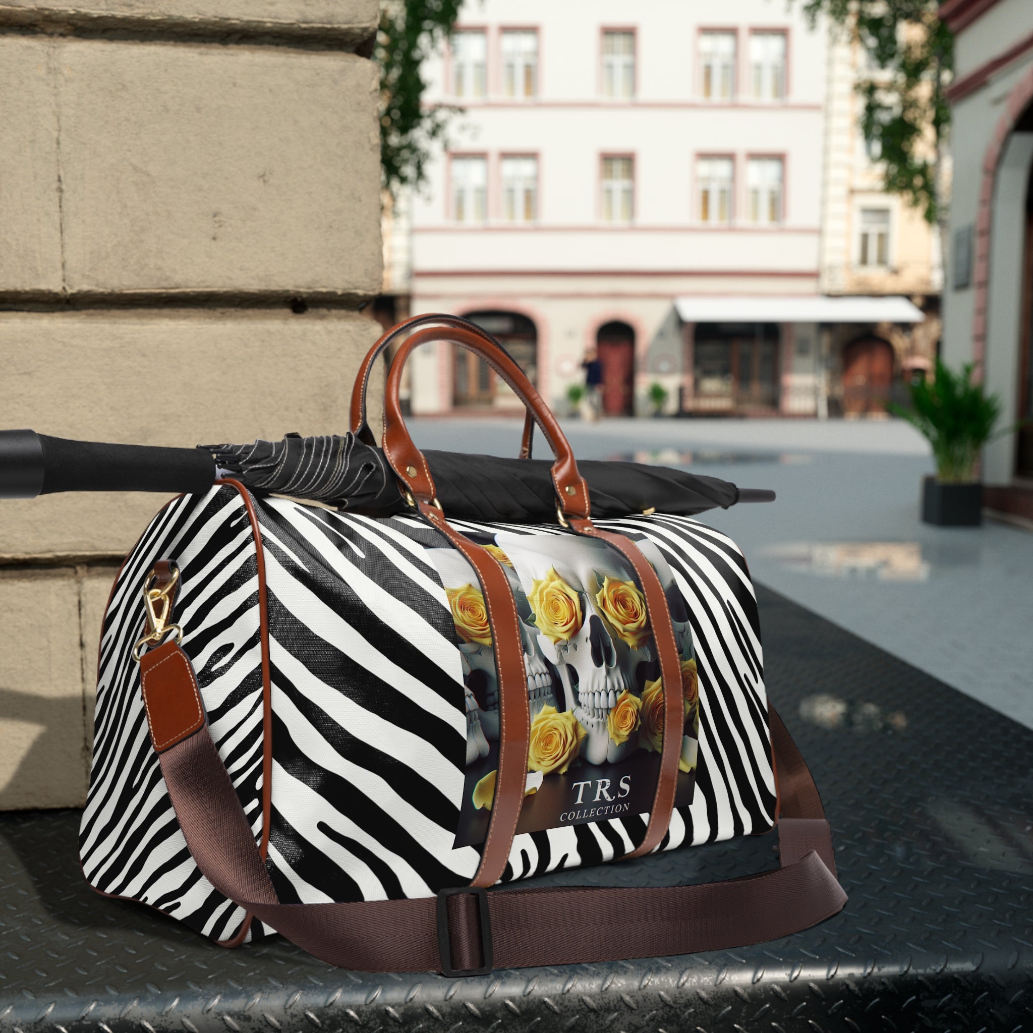 The TRS Zebra, Skull & Yellow Roses Large Duffel Bag