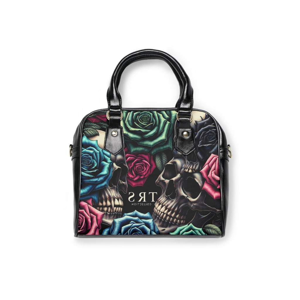Skull & Roses Shoulder Handbag – Gothic Floral Satchel