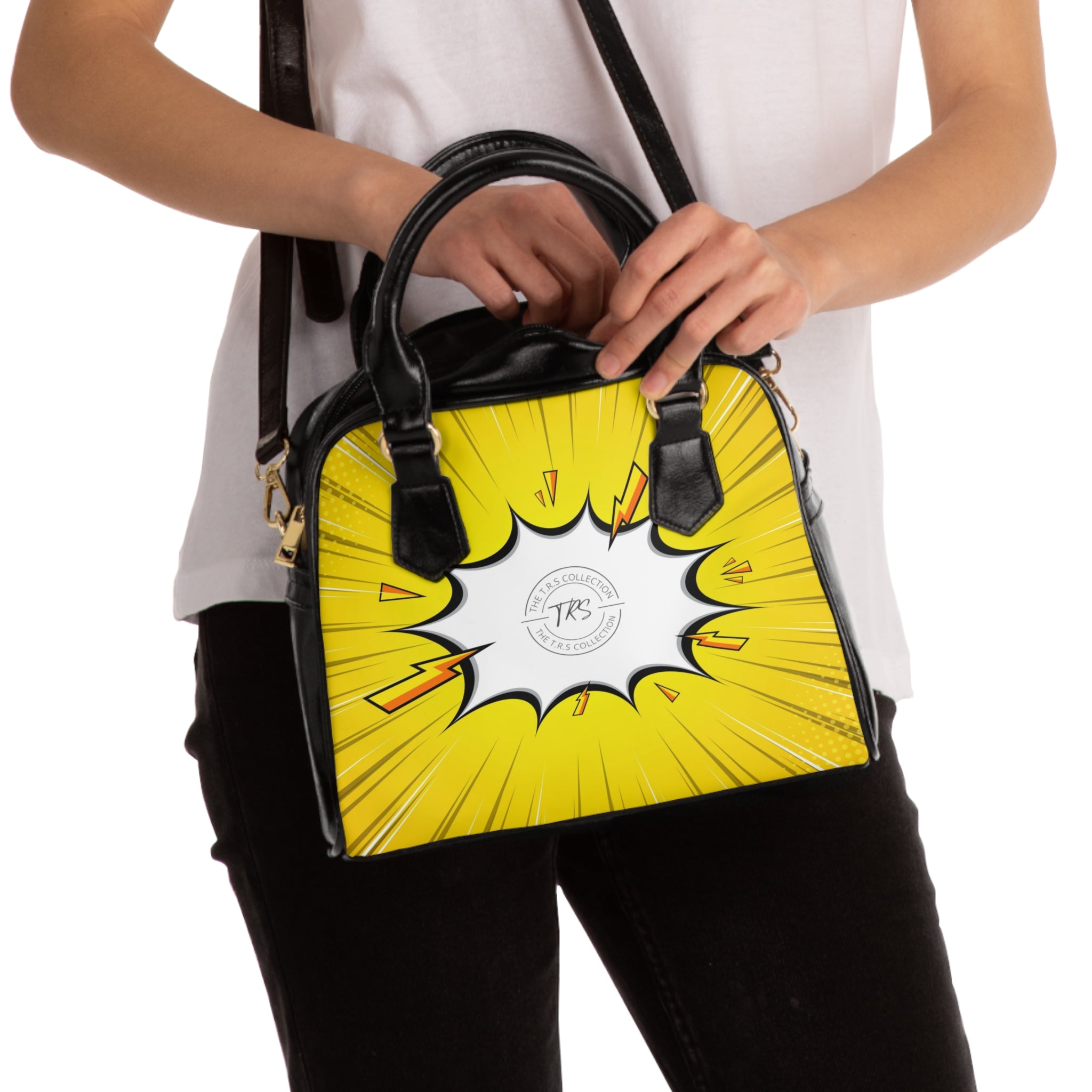The TRS Premium Yellow Burst Comic Pop Art Shoulder Handbag —