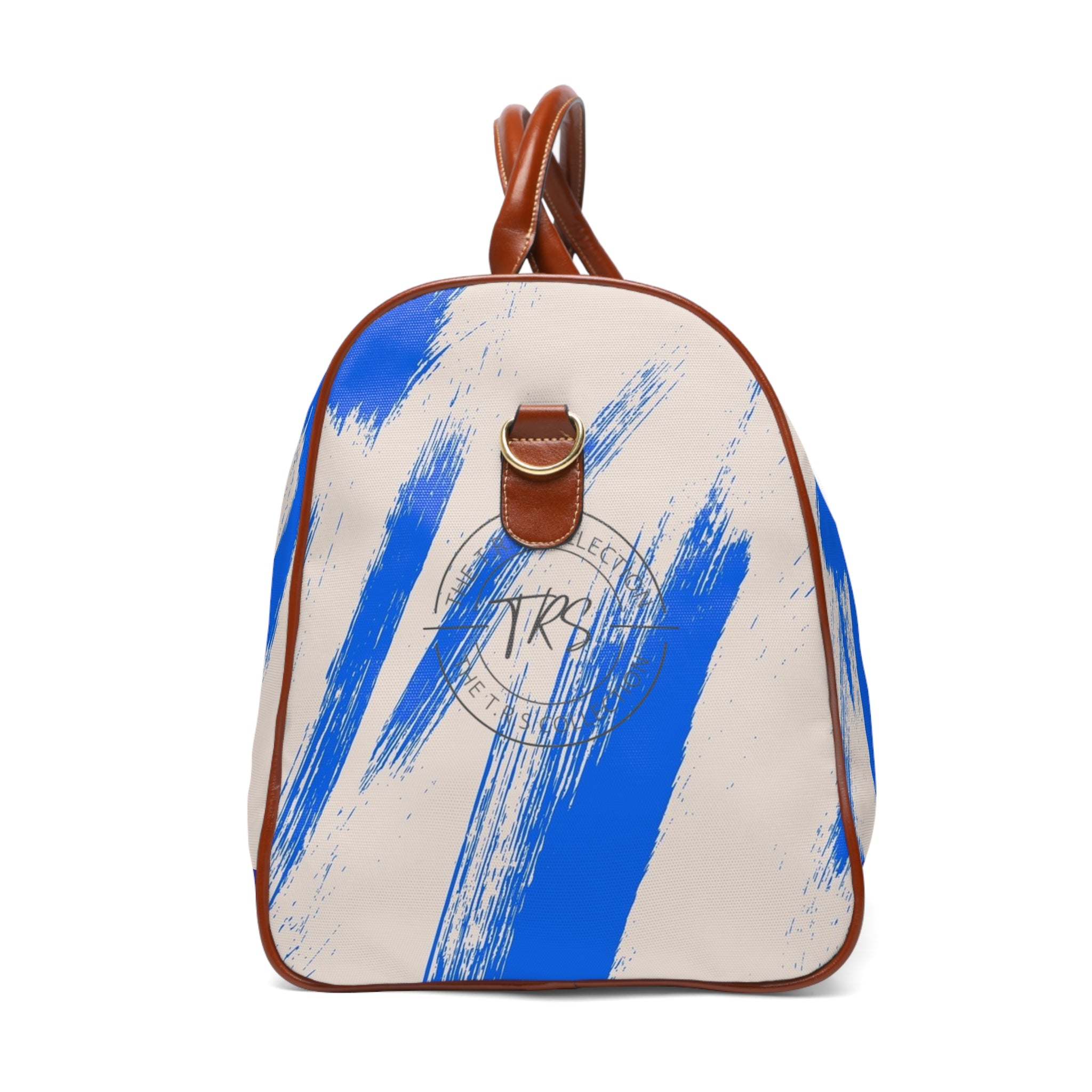 Blue Brushstroke Waterproof Travel Duffel Bag — Durable Weekend/Carry-On Bag