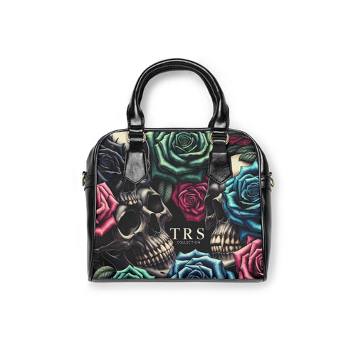 Skull & Roses Shoulder Handbag – Gothic Floral Satchel
