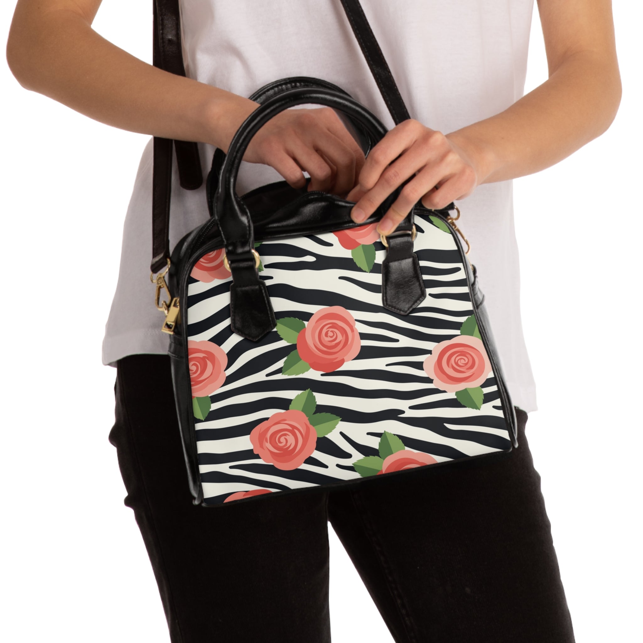 The TRS Premium Floral Zebra Shoulder Handbag —
